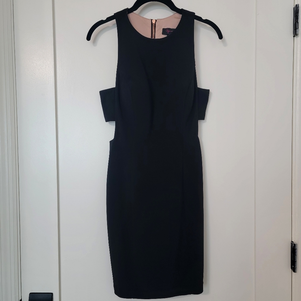 NWT Aqua Bloomingdale's Lined Black Cutout Dress, Size 4